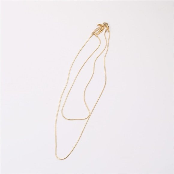 Real 18K Gold Platted Layered Snake Chain Necklace - Picture 2 of 5